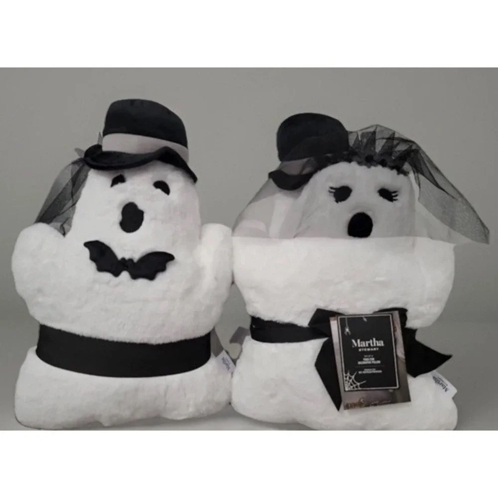 New Martha Stewart Koda Ghost Pillows‎ Bride & Groom Gothic TIKTOK 2 PCs. 14x16